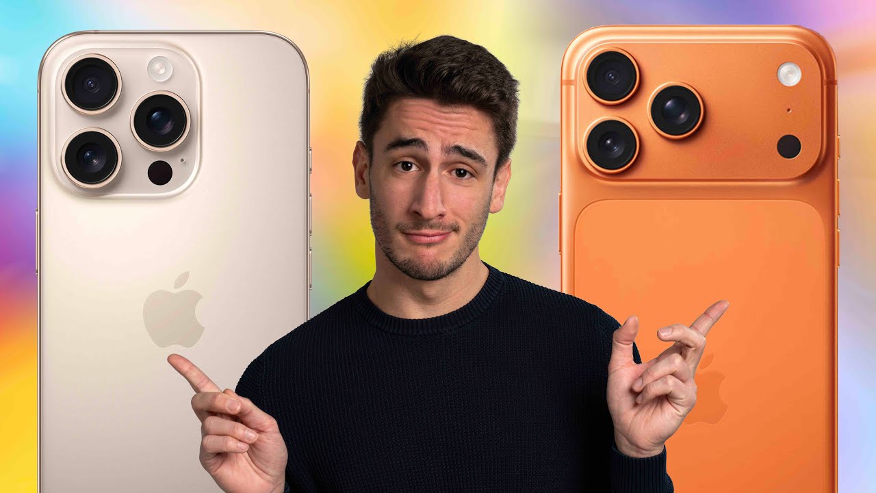 YouTube post by @TheiCollection for IPLN. Caption reads: iPhone 16 Pro Max VS iPhone 17 Pro Max.