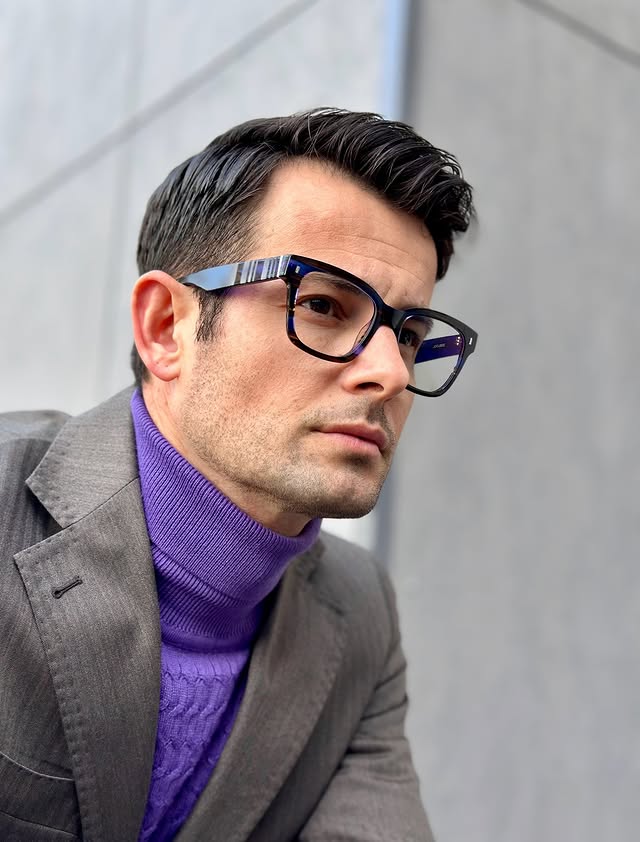 Instagram post by @nikolaos_lepouris for Zeelool. Caption reads: [...] 💙👓 My new Pride Square Blue Glasses....