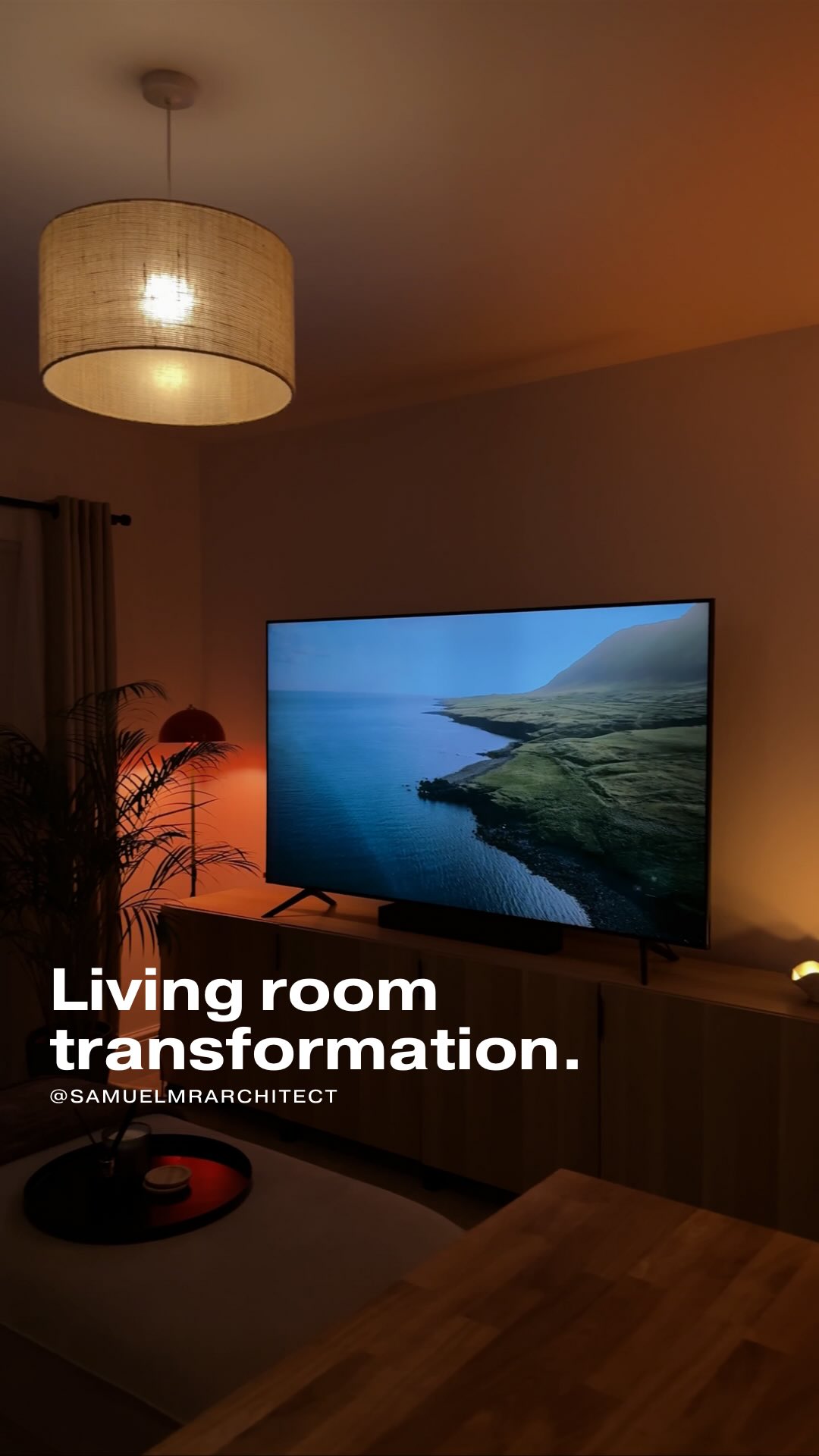 Instagram post by @samuelmrarchitect for etsy. Caption reads: Here’s how to transform your living room into a....