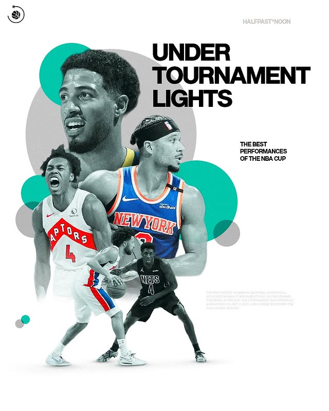 Instagram post by @halfpast.noon for NBA. Caption reads: The @emirates NBA Cup has quickly become an....