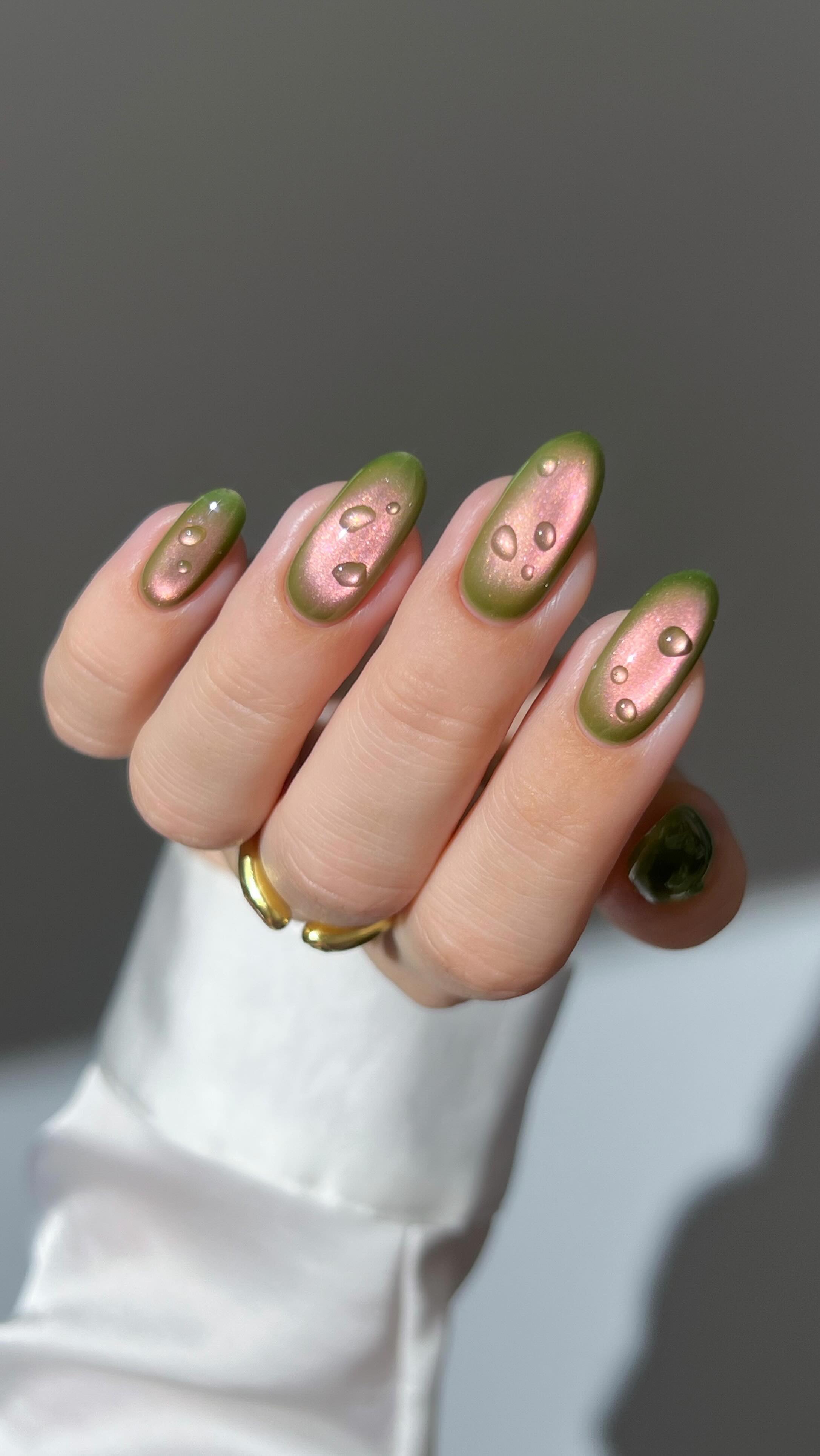 Instagram post by @heygreatnails for Caitlyn Minimalist. Caption reads: 🍈💗 juicy pink guava vibes, but make it glassy....