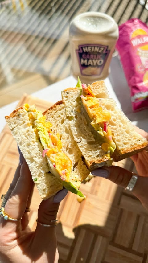 Instagram post by @emsbalance for Heinz. Caption reads: [...] sarnie… glow’d up with @heinz_uk &....