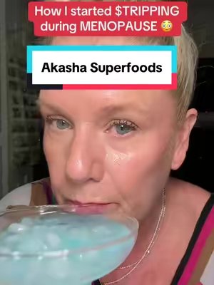 TikTok post by @darlenedonovan2026 for Akasha Superfoods. Caption reads: [...] #SensitiveSkin #MenopauseSkin @Akasha....