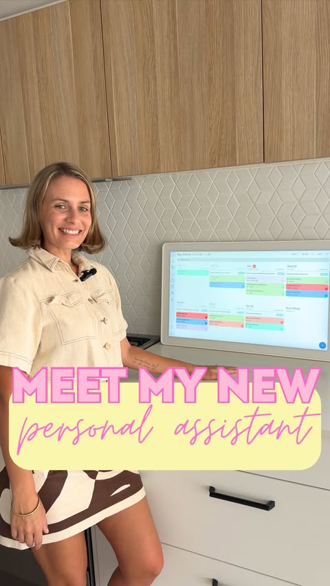 Instagram post by @dailywithcass for Skylight Frame. Caption reads: Introducing my new personal assistant… Sky, short....