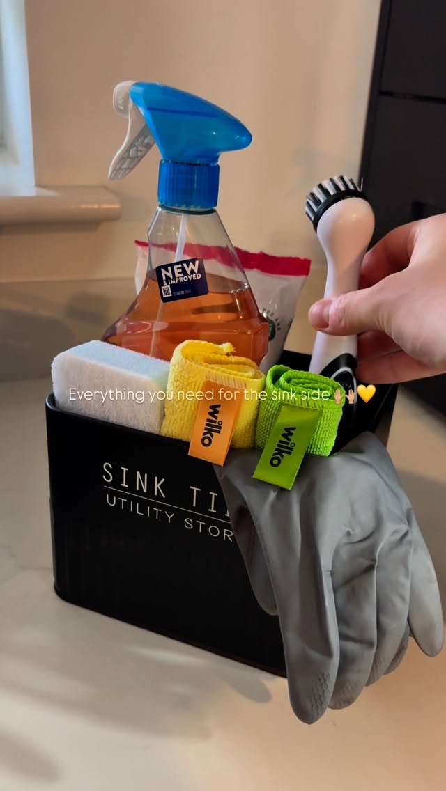 Instagram post by @lilhousecleaner for Wilko. Caption reads: Everything you need for the sink side....