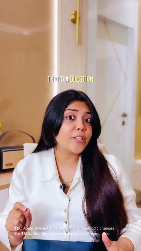 Instagram post by @ca.ishajaiswal for IDFC FIRST Bank. Caption reads: [...] savingsaccount #personalfinance....