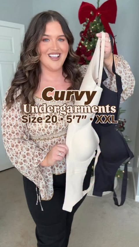 Instagram post by @ashleybehrends for VertVie. Caption reads: Plus size approved, stretchy, and ZERO underwire.....