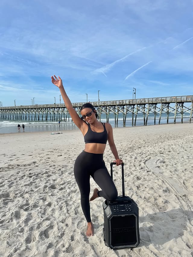 Instagram post by @brianaabernathyy for PARAGON. Caption reads: [...] the beginning! @pulsepilatesnc outfit:....