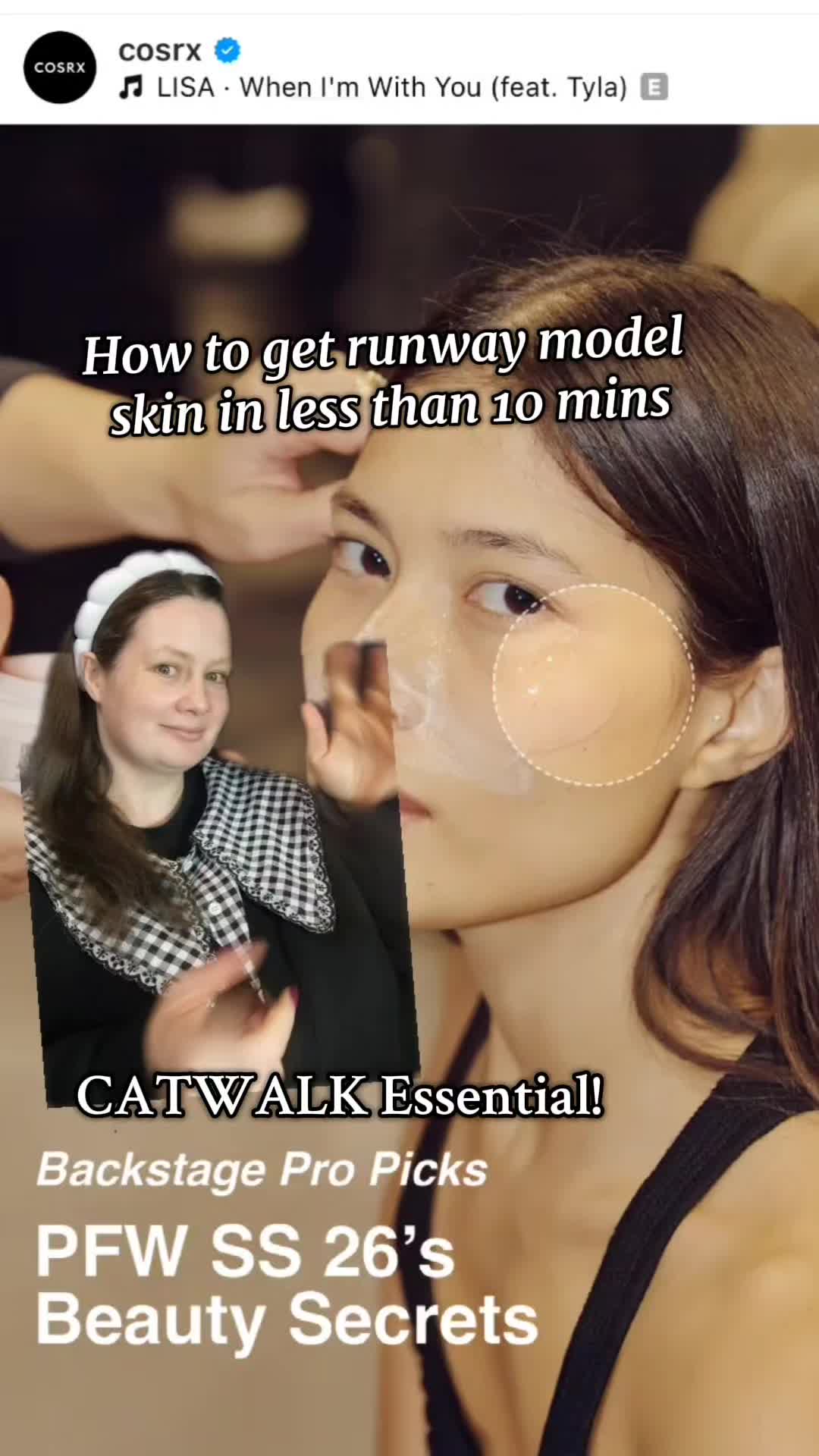 TikTok post by @ciarabeautydiary for COSRX. Caption reads: @COSRX Official @4AM Marketing – Saebyeok Naesi ....