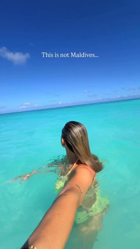 Instagram post by @martamielczarskaa for Sandals Resorts. Caption reads: [...] 1.5 h away from the US 🥹🩵🏝️ 📍....