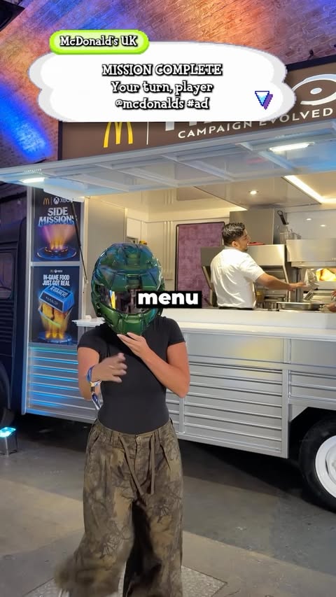 Instagram post by @sophiesnazz for Xbox. Caption reads: [...] @mcdonaldsuk menu in collaboration with....