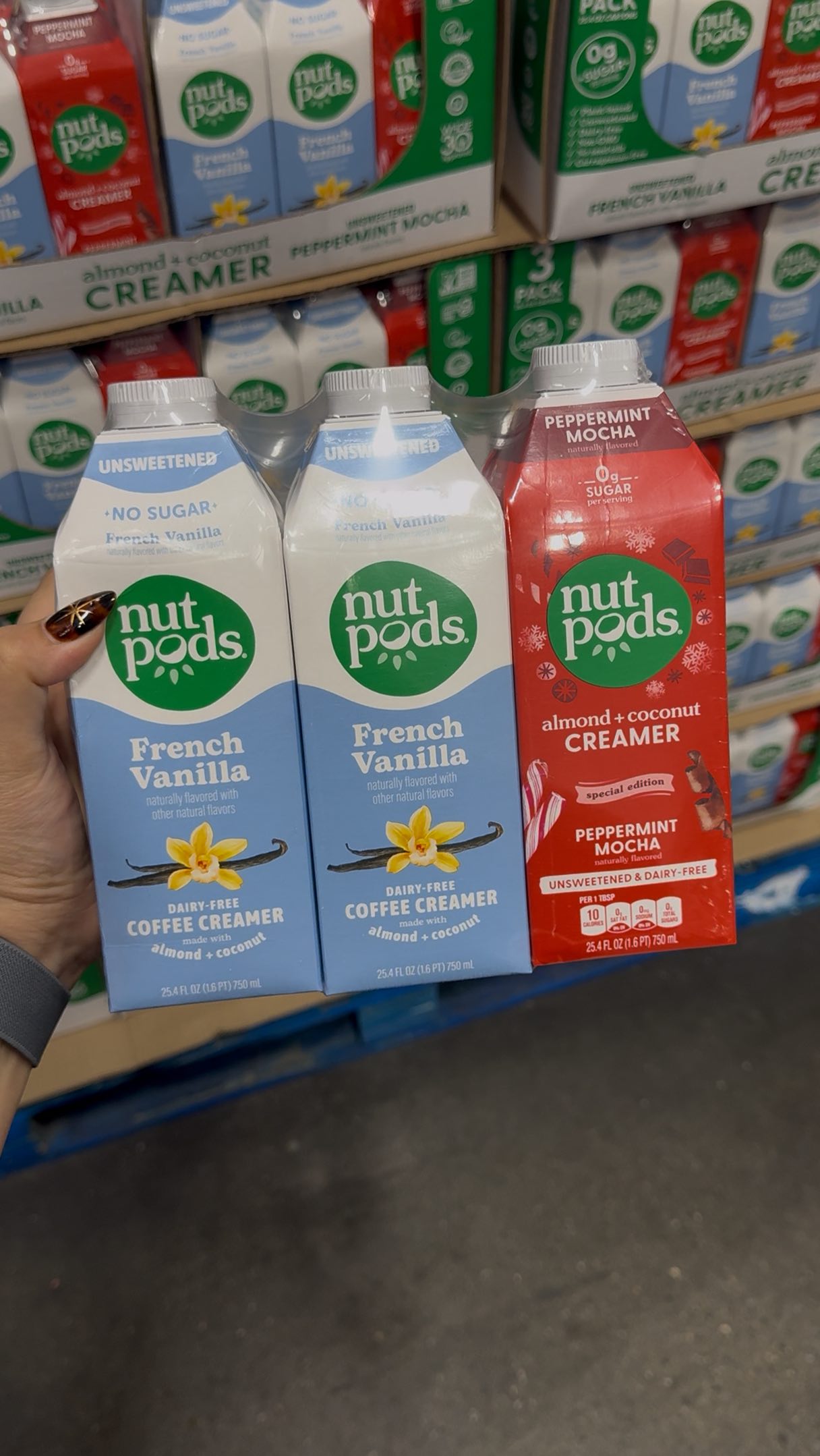 Instagram post by @costcosisters for nutpods. Caption reads: Perfect for holiday gatherings!

📍Van....