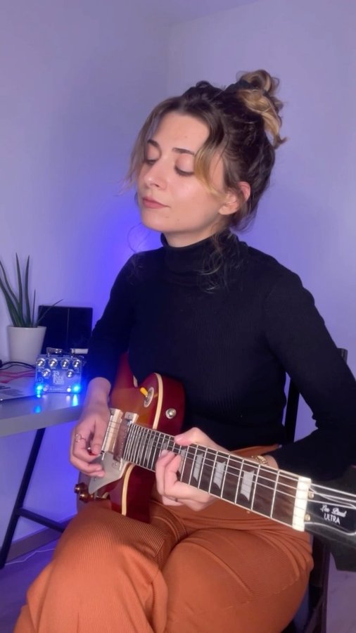 Instagram post by @songsofmeli for Pedal Pawn. Caption reads: [...] - Since I’ve Been Loving You 🎸 using....