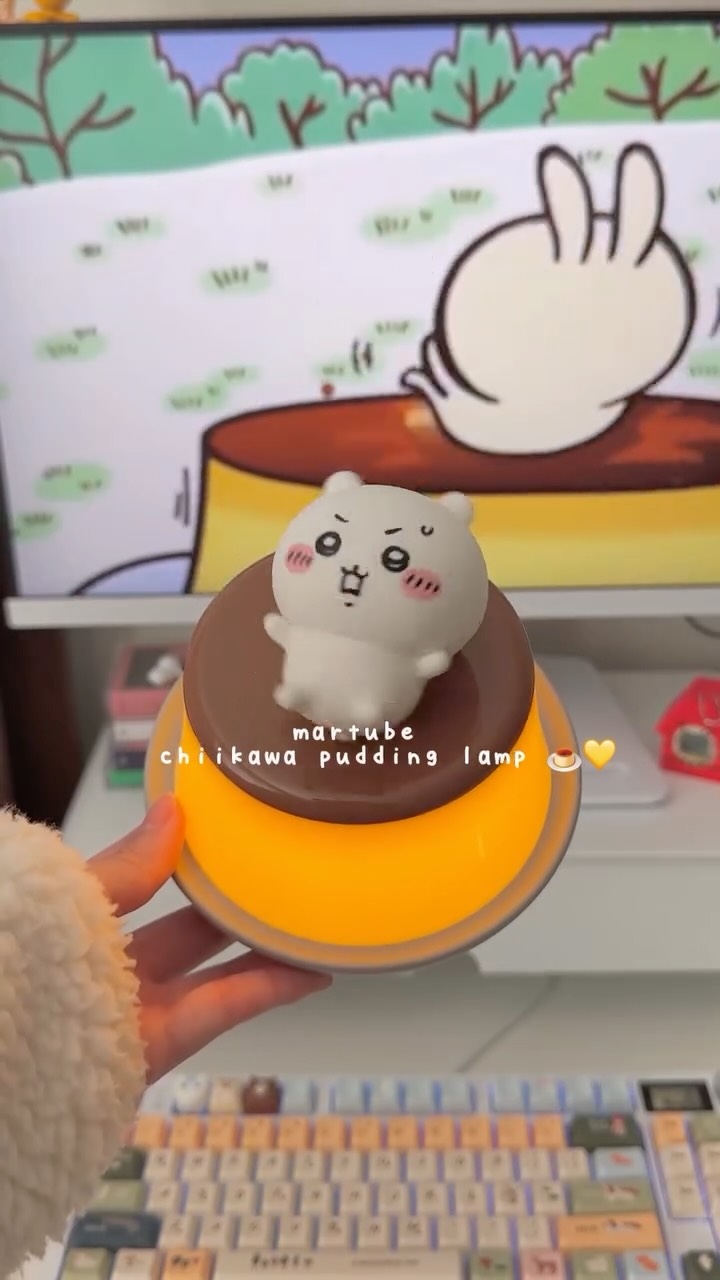 Instagram post by @dimsum_gurl for Martube Gift. Caption reads: how adorable is this chiikawa pudding lamp from....