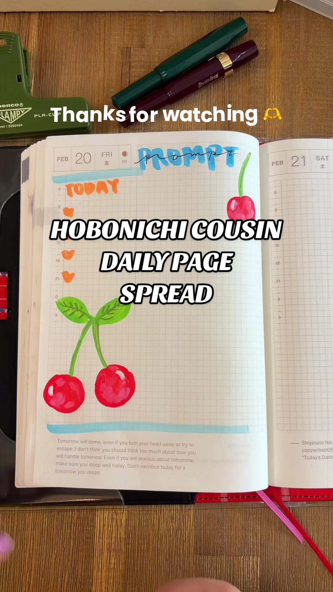TikTok post by @twotinytokki for Ohuhu. Caption reads: [...] these cherries! @hobonichitecho_official....