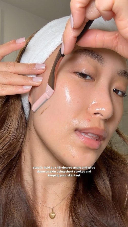 Instagram post by an influencer for Schick Hydro Silk (CA). Caption reads: #ad This has been my go-to dermaplaning wand for a....