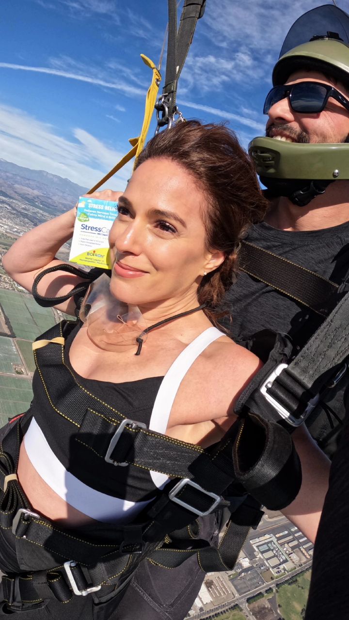 Instagram post by @actresschristinaderosa for BoironUSA. Caption reads: [...] calm is the real dare. 

That’s where....