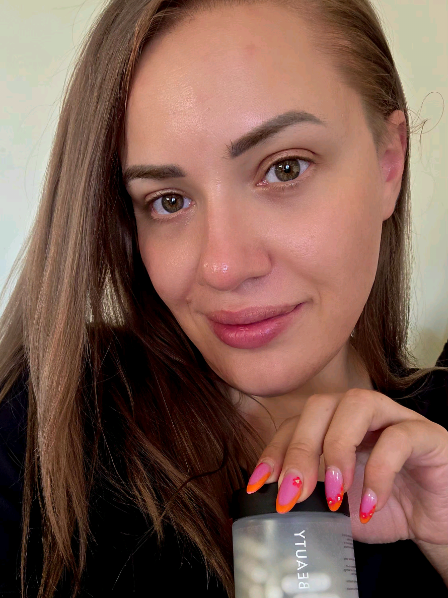 TikTok post by @ellysalessya for Azio Beauty. Caption reads: Just added the Azio Beauty Skin Complex to my....
