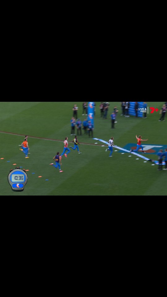 Instagram post by @7afl for Telstra. Caption reads: JED WALTER wins the Telstra Half-Time Sprint!.