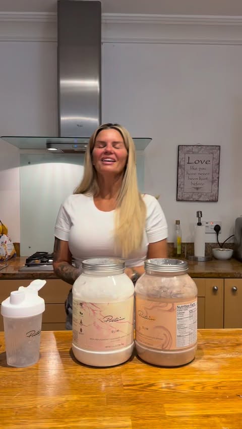Instagram post by @kerrykatona7 for Protein.com. Caption reads: [...] lately. Honestly, the Slim range from....