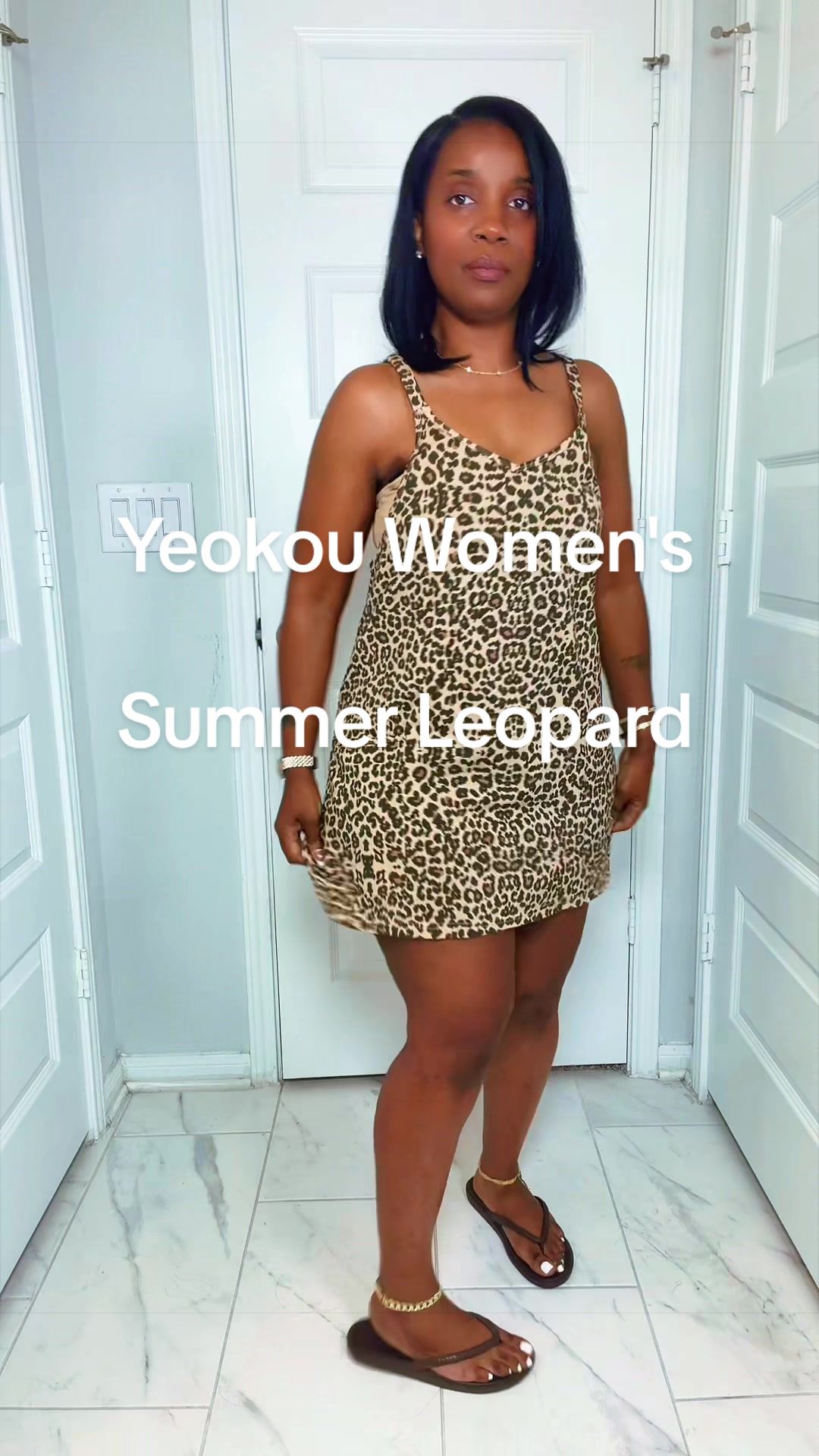 TikTok post by @shawnieshops for Yeokou Fashion. Caption reads: @Yeokou @yeokou_fashion Women's Summer Leopard....