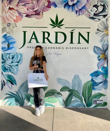 Instagram post by @driaashley for Jardin Las Vegas. Caption reads: Thank you Jardin for the swag…looking forward to....