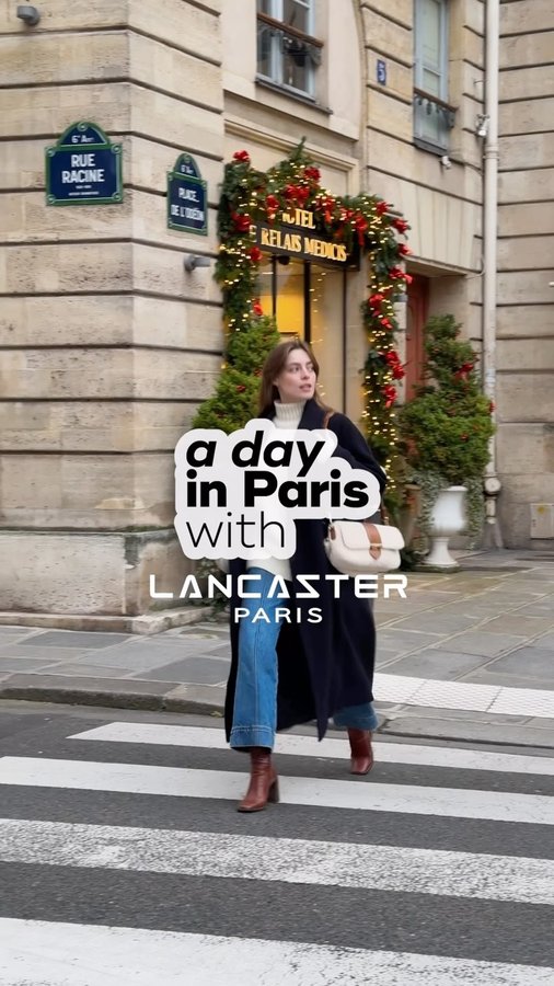 Instagram post by @camille_pidoux for Lancaster. Caption reads: Spend the day with me and my cute @lancaster bag....