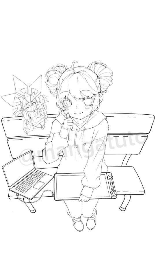 Instagram post by @mangatuto_on for HUION. Caption reads: a little moment of relaxation in drawing 

Graphic....