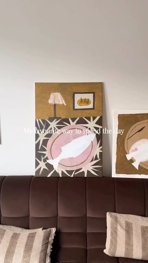 Instagram post by @jazmine.joye for RISE & FALL. Caption reads: Been making progress on the bigger canvases this....