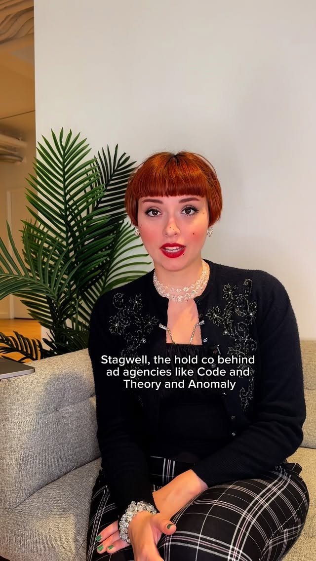 Instagram post by @audreygkemp for Adweek. Caption reads: @stagwellglobal is experiencing backlash for its....