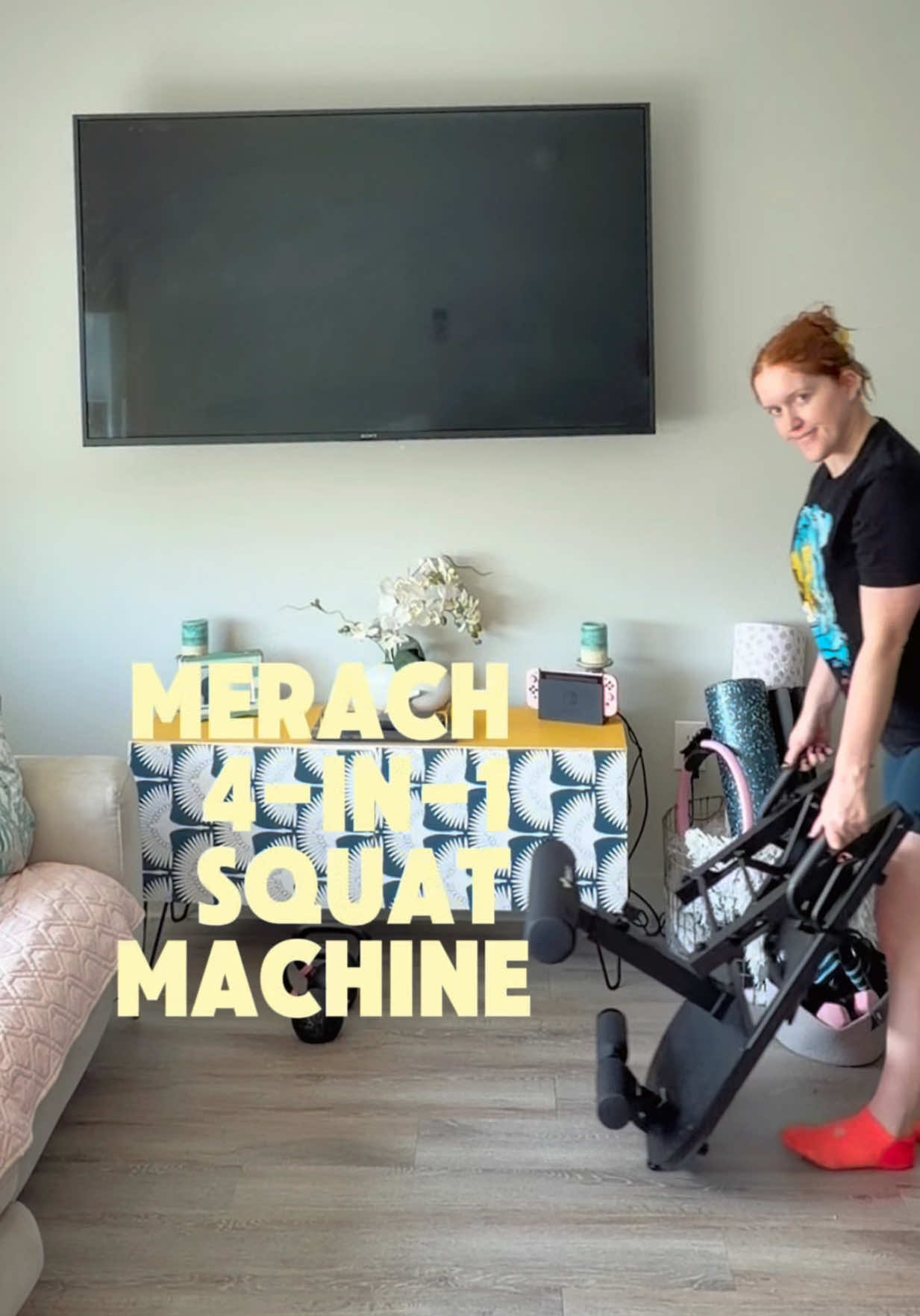TikTok post by @alexandracaterina_ for Merach Fitness. Caption reads: If you are working with limited space but want....