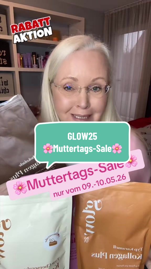 TikTok post by @sissis_produkttests for Glow25. Caption reads: @Glow25 DE #kollagen #glow25 #dealsfürdich [...].