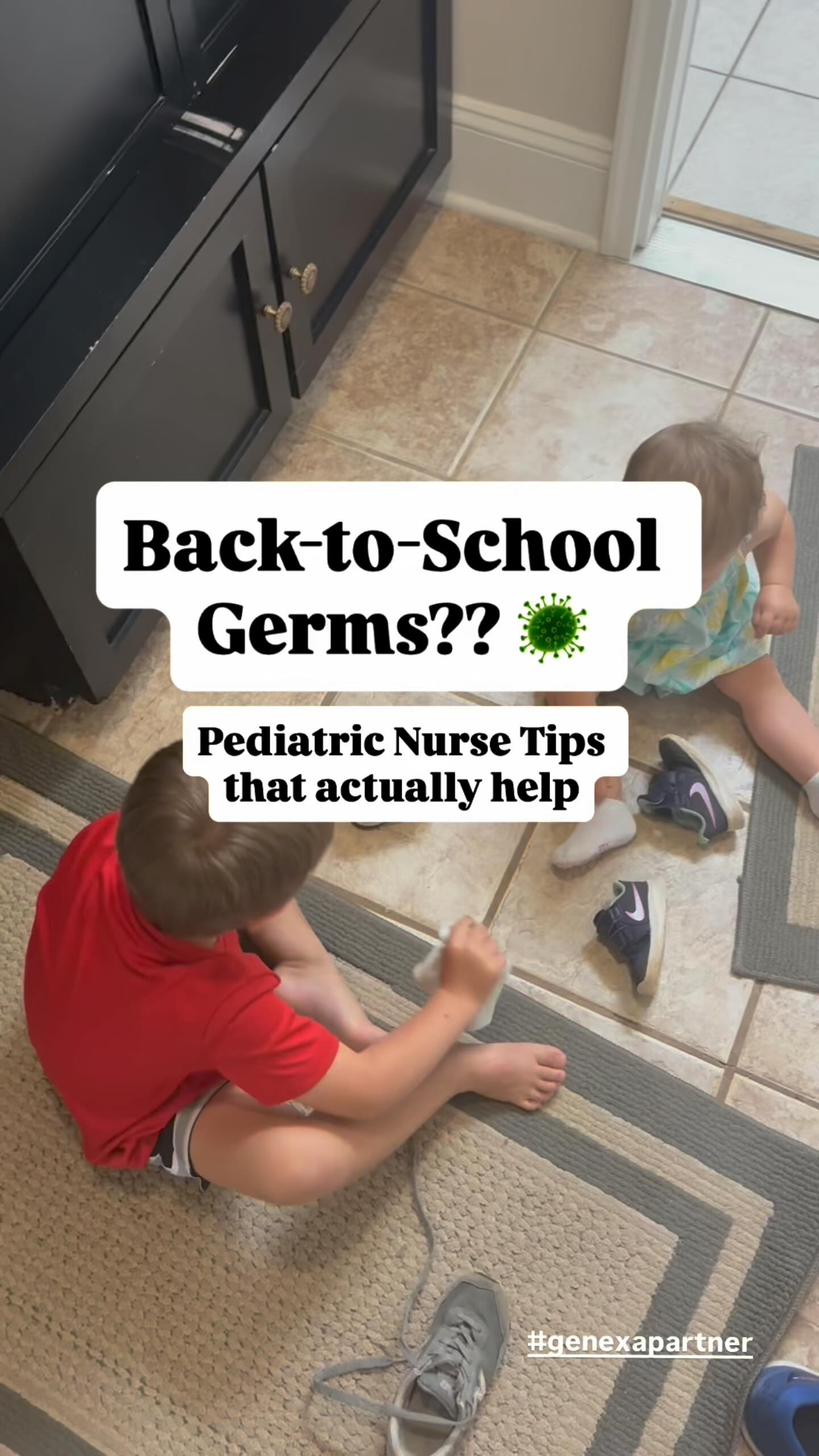Instagram post by @the_nurse_mom_ for Genexa. Caption reads: #ad with @genexa : Back-to-school season means....