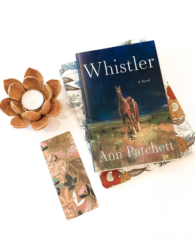 Instagram post by @backporchpages for HarperCollins. Caption reads: WHISTLER by Ann Pathett ♡Thank you to my friends....