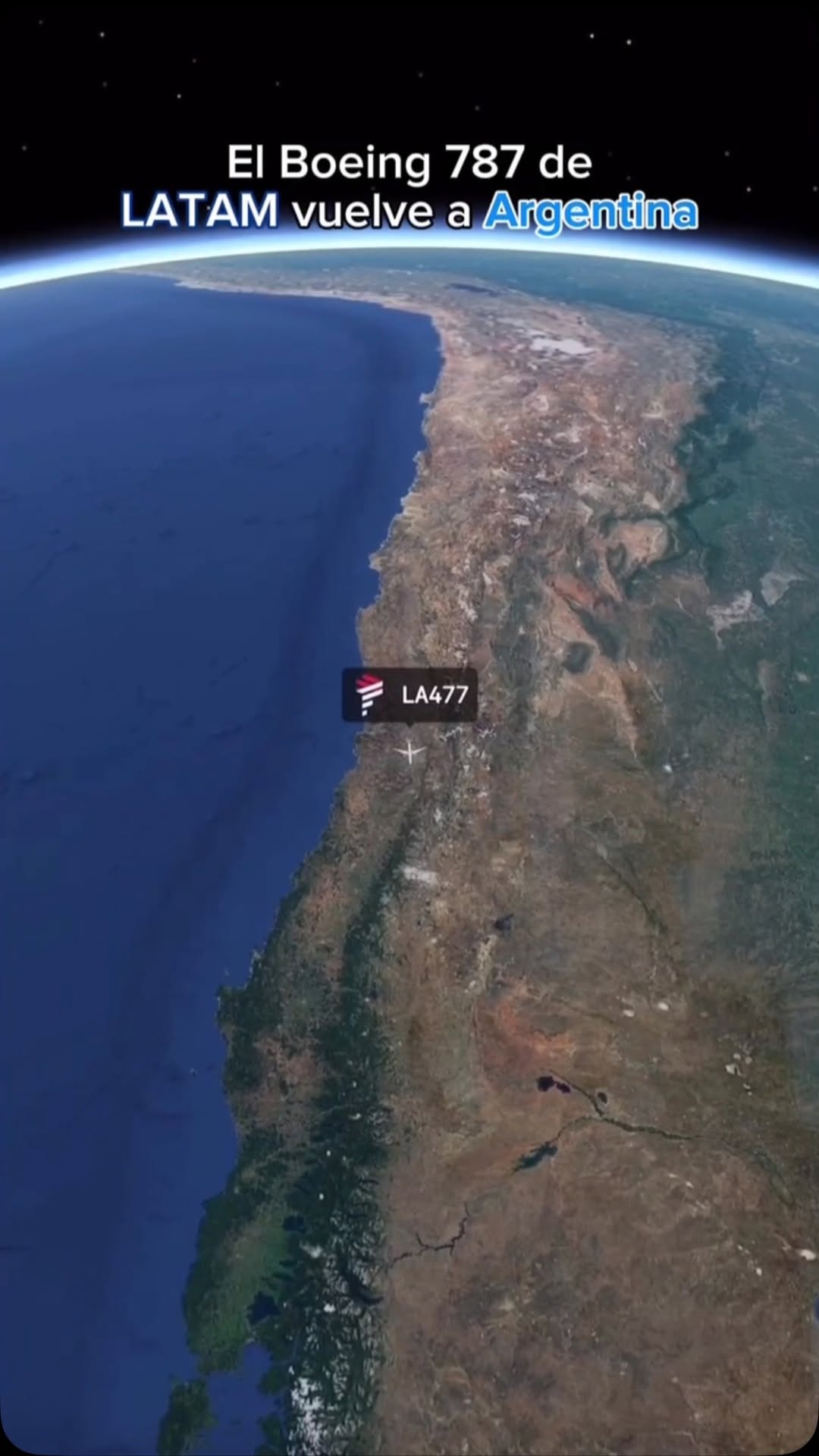 Instagram post by @vuelosdiarios for LATAM Airlines. Caption reads: Santiago de Chile (SCL) 🇨🇱-Buenos Aires (EZE)....