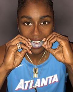 Instagram post by @tiphayes3 for Shock Doctor. Caption reads: Check out my @ShockDoctorHoops mouthguard! So dope....