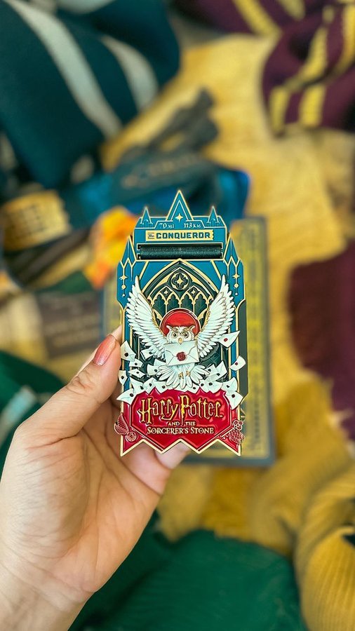 Instagram post by @magic.her.way for The Conqueror Virtual Challenges. Caption reads: The way I gasped when I seen these Harry Potter....