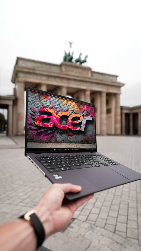 Instagram post by @karlconrad for Acer. Caption reads: The NEW @acer Vero 16 laptop is BUILT around self....