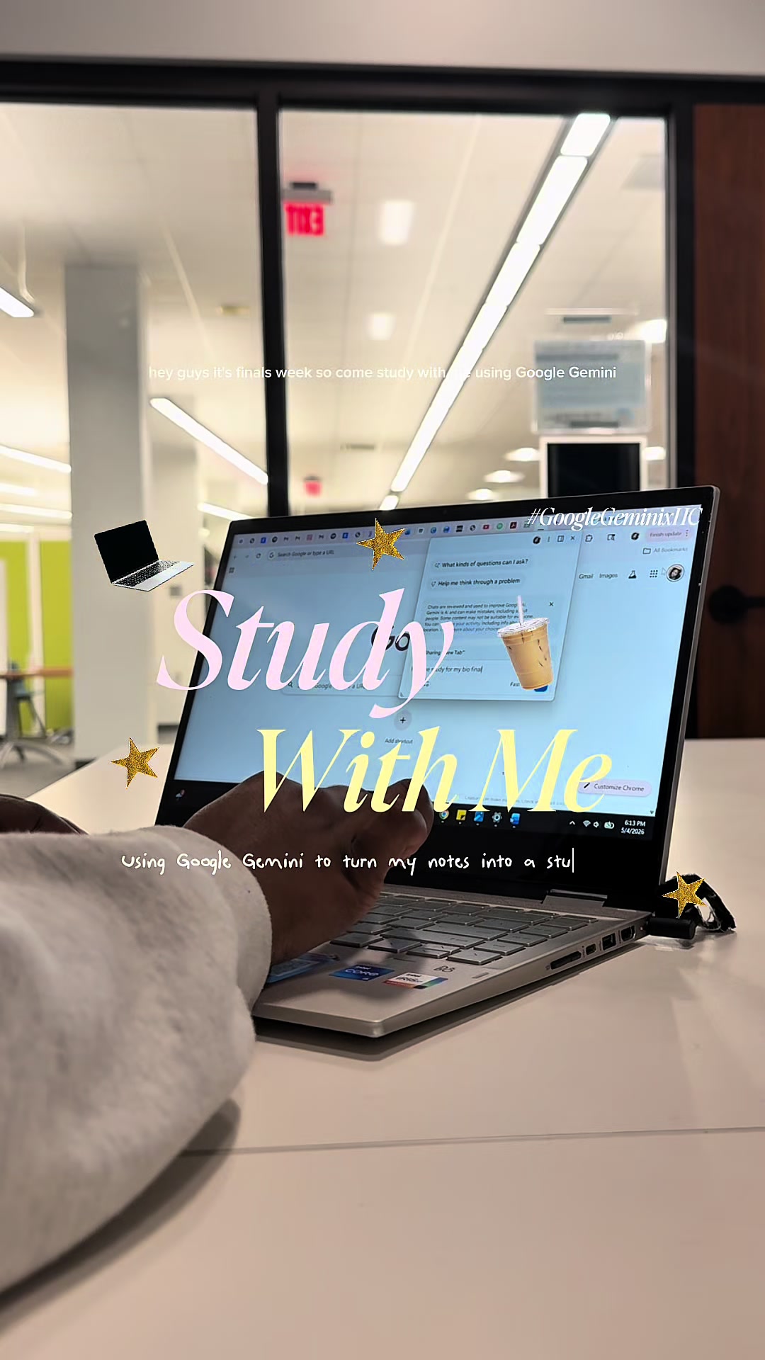 TikTok post by @raegananiyahh for Her Campus. Caption reads: [...] #GoogleGeminixHC @Campus Trendsetters....