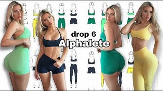 YouTube post by @skylerSpringstun for Alphalete Women. Caption reads: TRY ON HAUL ALPHALETE DROP 6 mid rise shorts &....