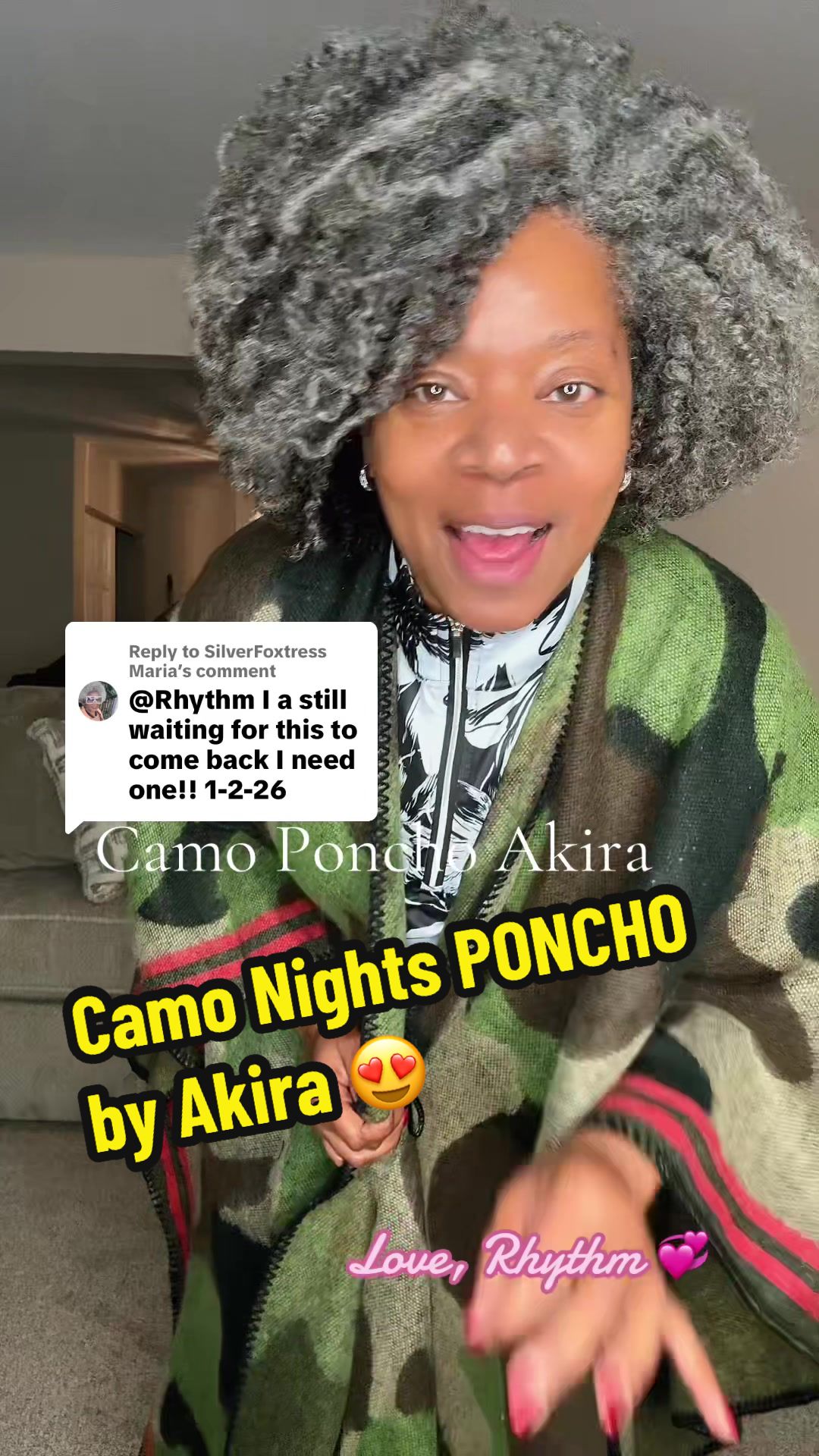 TikTok post by @rhythmandcoils for ShopAKIRA. Caption reads: Replying to @SilverFoxtress Maria IN-STOCK NOW 🛍️....