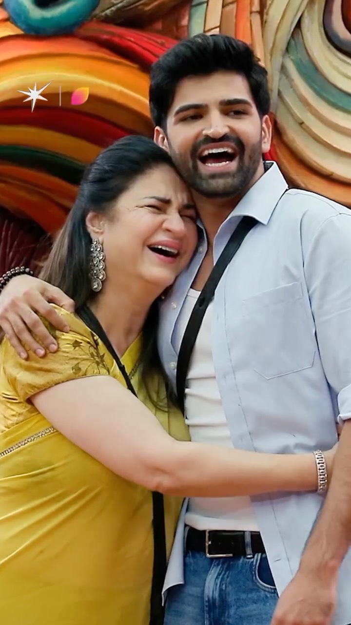 Instagram post by @colorstv for JioCinema. Caption reads: Bigg Boss Family Week begins! Kunickaa ke bete ke....