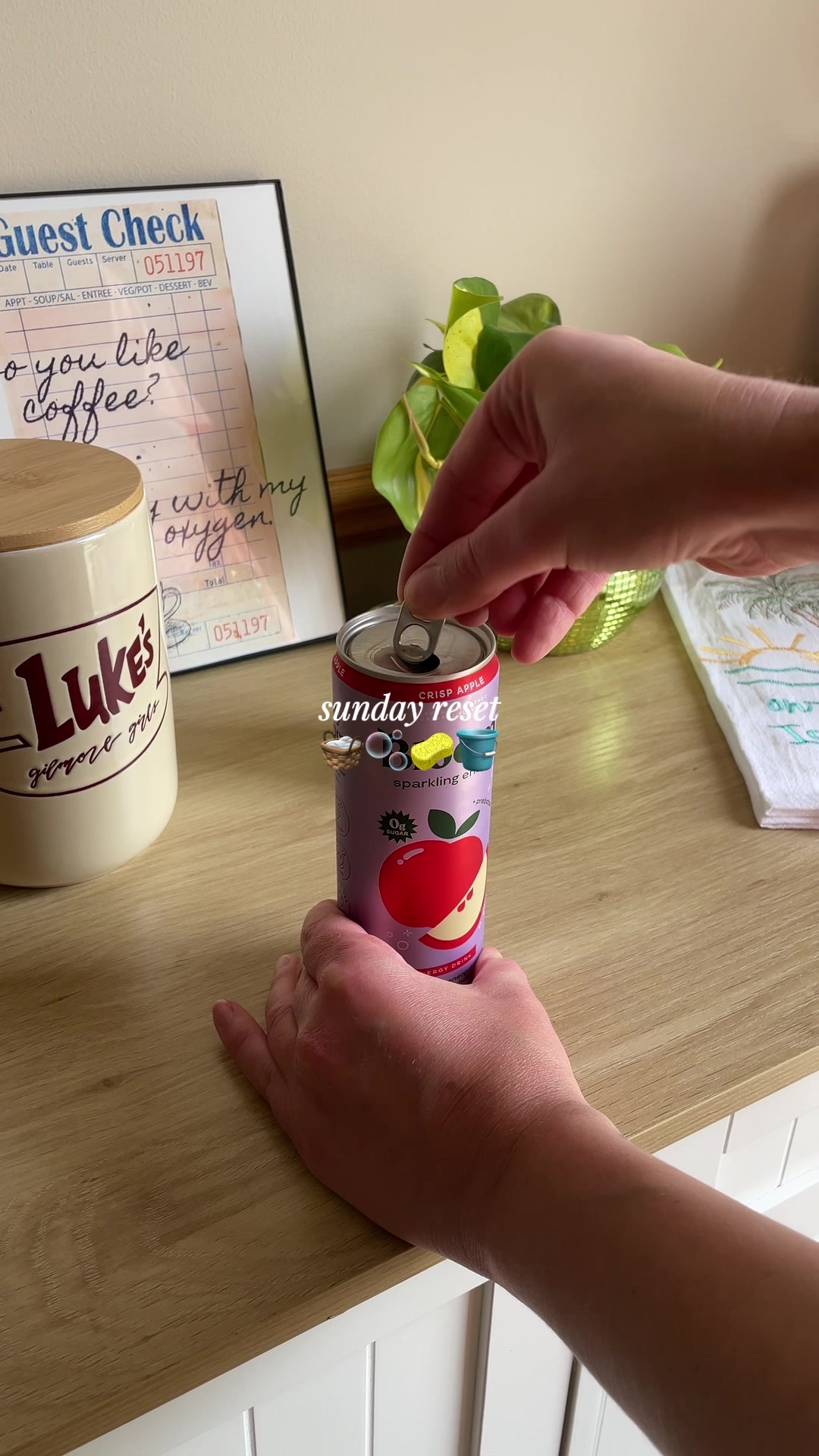 TikTok post by @cozywithjen for O-Cedar. Caption reads: [...] #bloomsparklingenergy @Bloom Nutrition....