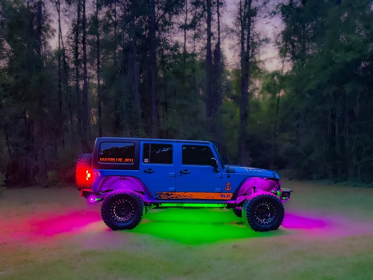 Instagram post by @madblue.jku for OPT7 Lighting. Caption reads: Hitting that side profile with @opt7lighting at....