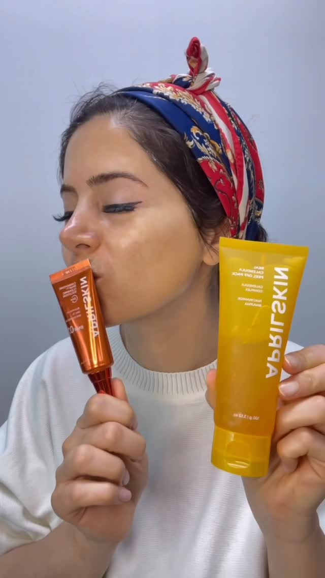 Instagram post by @rahelehsoheily for APRILSKIN. Caption reads: Let me show you how i treat my acne’s....