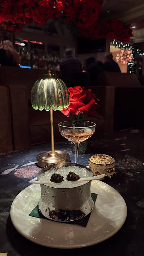 Instagram post by @eylulsavas for Four Seasons. Caption reads: Veil & Velvet is back @fslosangeles 🥂

From....