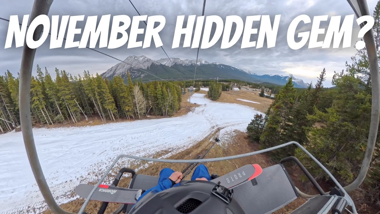 YouTube post by @riseandalpine for OutdoorMaster. Caption reads: The Hidden Gem of November Skiing.