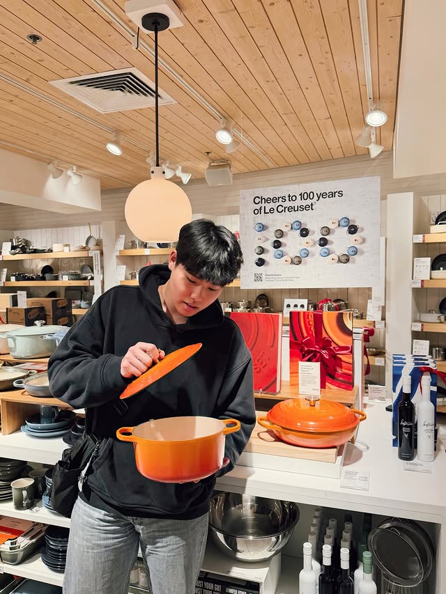 Instagram post by @stevenmotocooks for Le Creuset. Caption reads: Merry Cookmas Day 1 🎄| Le Creuset!!! GIVEAWAY....