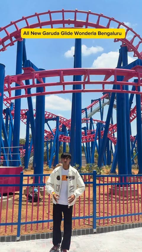 Instagram post by @leki_goswami01 for Wonderla Holidays. Caption reads: Karnataka’s first inverted roller coaster is here....