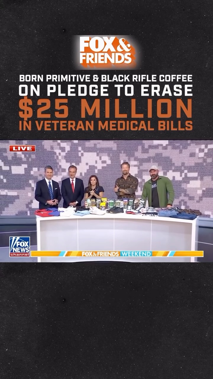 Instagram post by @bearhandlon for Black Rifle Coffee. Caption reads: Huge thank you to @foxandfriends for having us on....